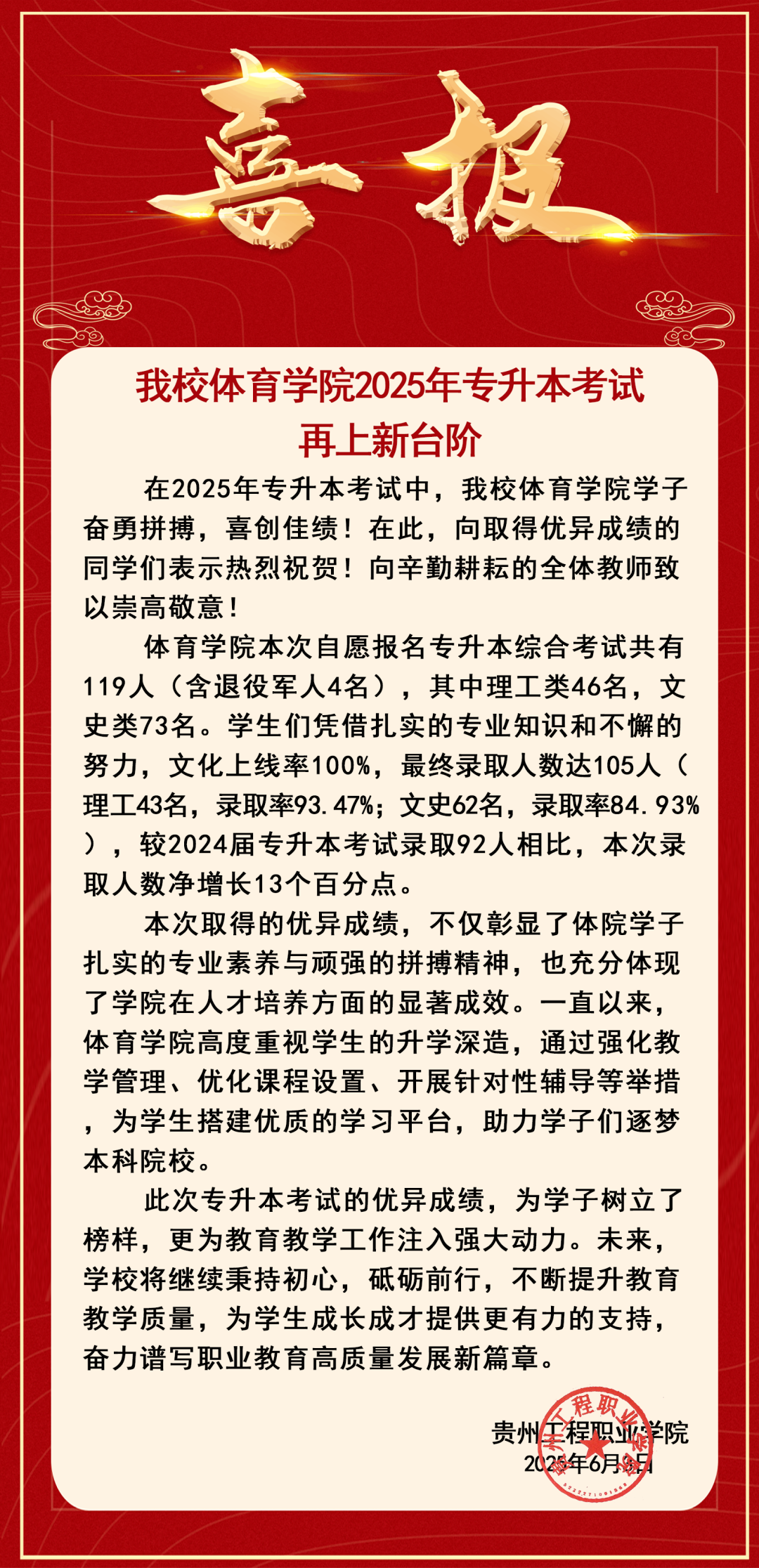 beat365官网体育学院2025年专升本考试再上新台阶(图1)
